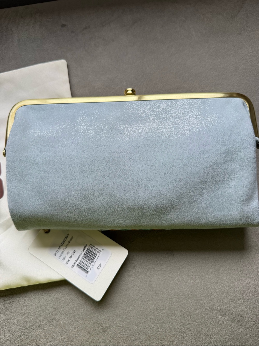 HOBO Light Blue Embroidered Leather Lauren Clutch and Coin Purse Set - Picture 3 of 5